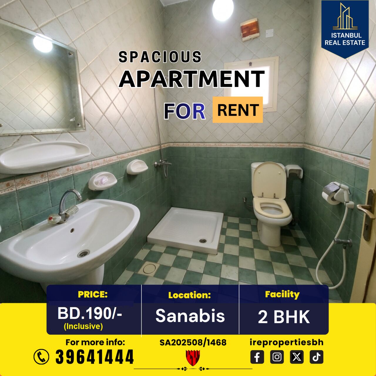 Sanabis, Apartments, Flats, Houses & Villas, BHD 190/month,  120 Sq. Meter,  2 BHK Spacious Apartment For Rent In Sanabis BD.190/- Inclusive