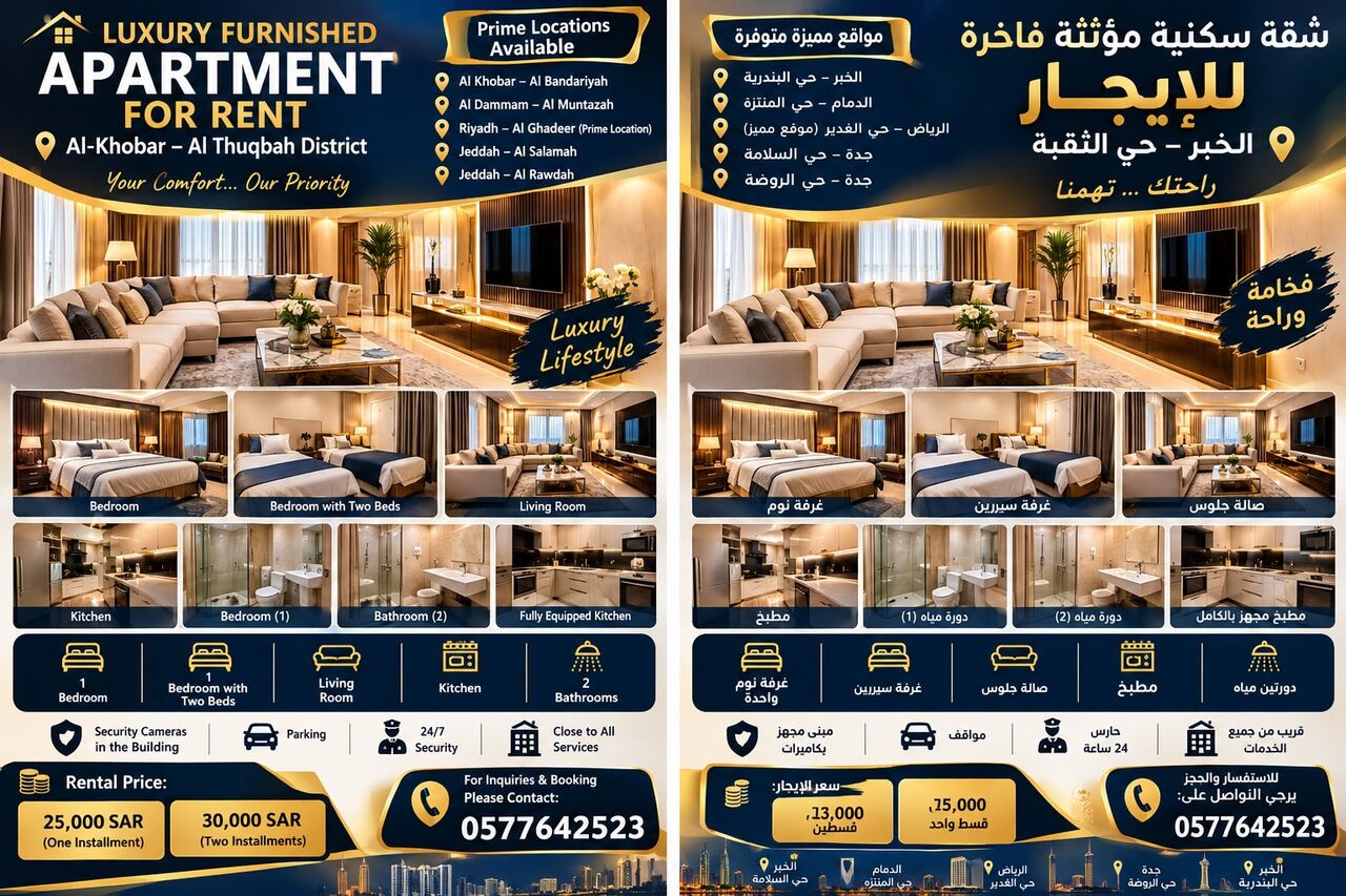 Khobar, Job Seekers, Premium Apartment Available For Rent