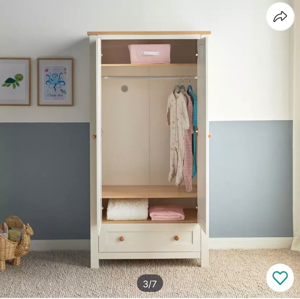 Dammam, Furniture, SAR 800,  Home Centre Dreamland 2-Door Wardrobe With Drawer &ndash; Excellent Condition