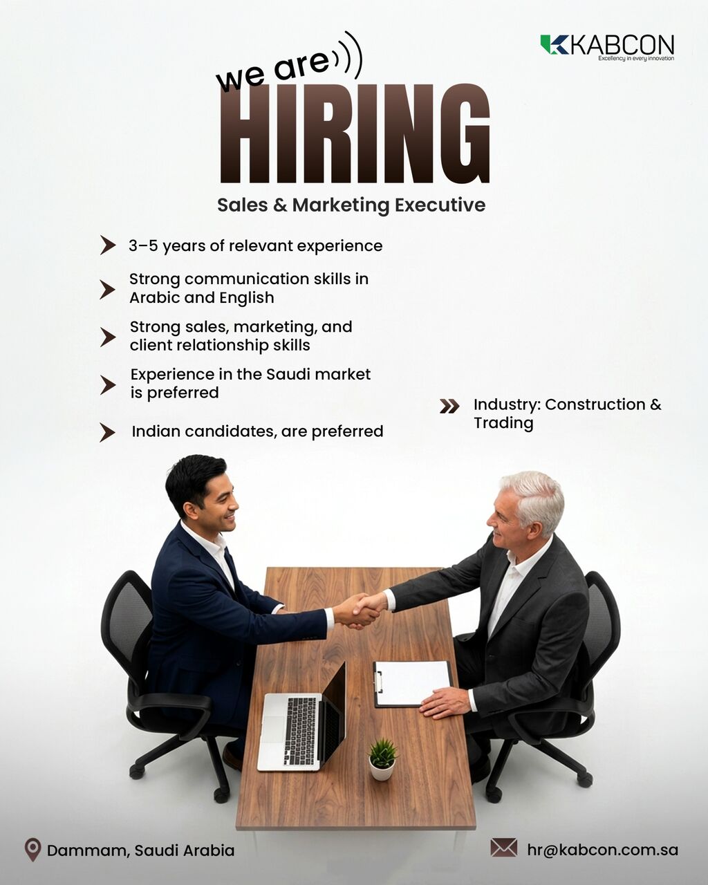 Dammam, Jobs, SALES & MARKETING EXECUTIVE