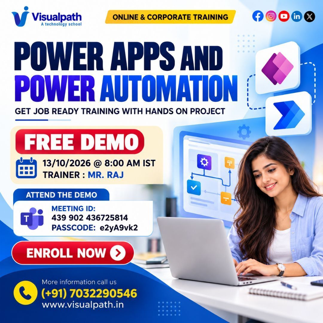 Hyderabad, Education, Power Apps & Power Automate Free Demo Learn Automation