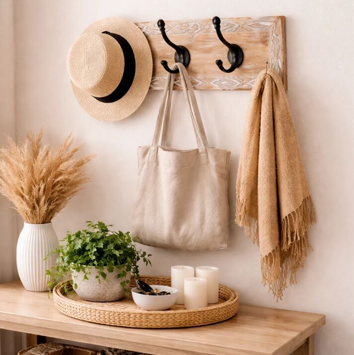 New York, Household Items, USD 13,  White Wash Wall Hook | Mango Wood | Wooden Hook For Décor