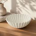 USD 28,  White Ribbed Bowl | Aluminum | Modern Sculptural Accent