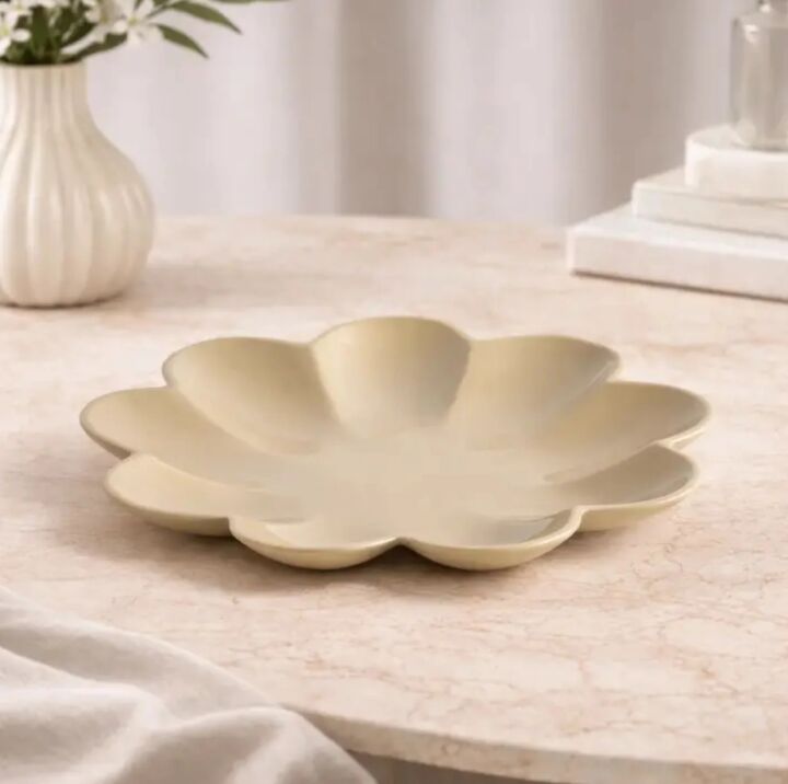 New York, Household Items, USD 32,  Decorative Petal Tray | Beige | Aluminum