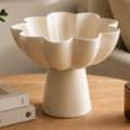 USD 60,  White Pedestal Aluminum Bowl | Modern Sculptural Decor