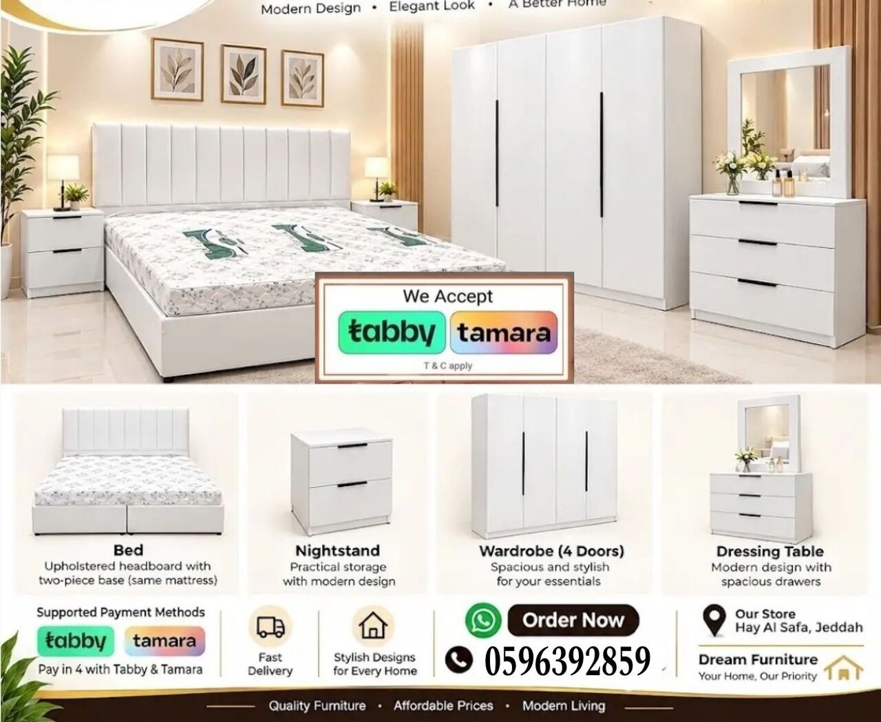 Jeddah, Furniture, SAR 100,  Complete Bedroom Sets Available Tabby Tamara