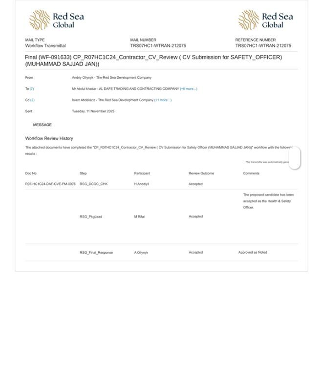 Ad Diriyah, Job Seekers, Dual Approved Safety Officer (Red Sea & Jasara PMC) | NEBOSH & OSHA HSE Specialist