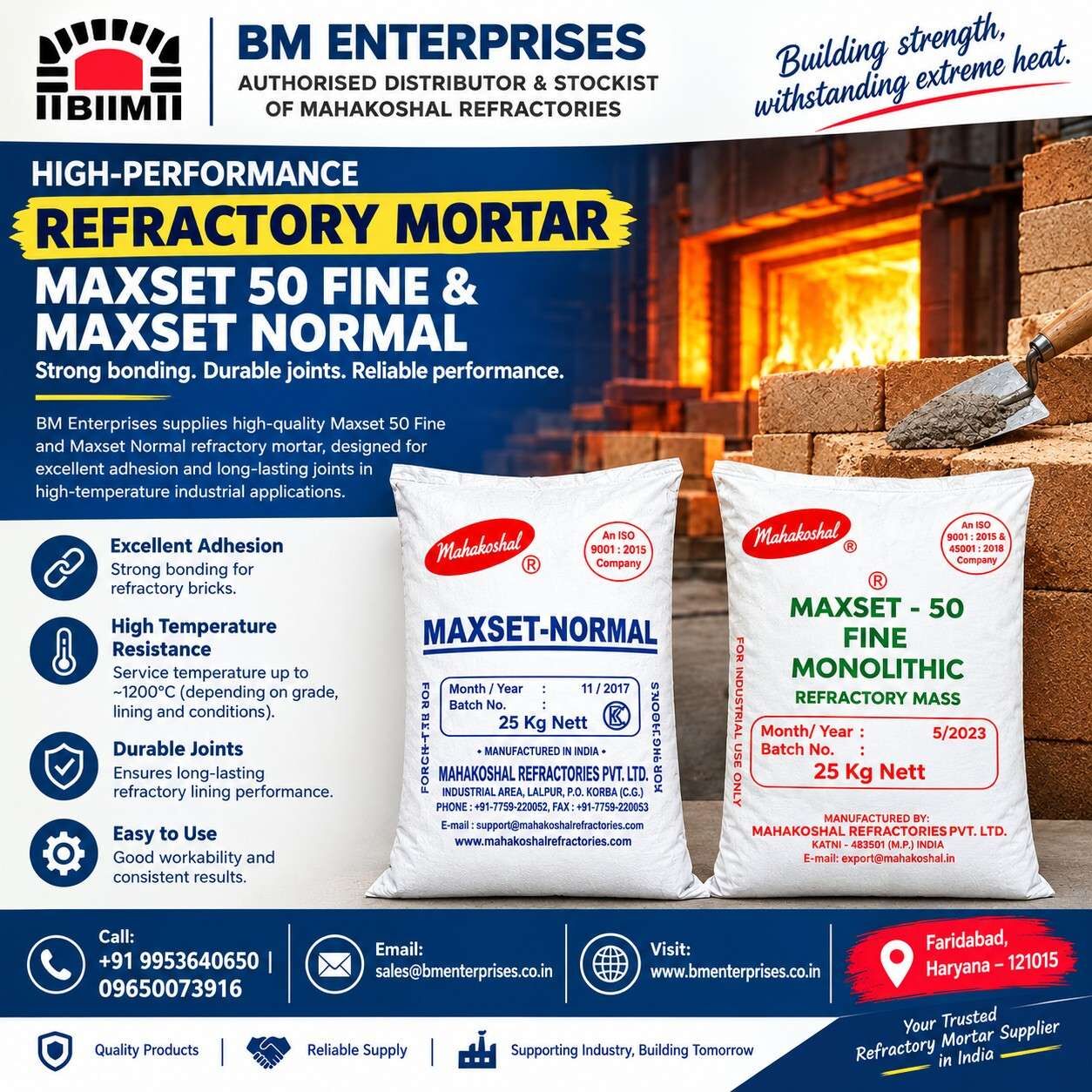 Faridabad, Materials, INR 1200,  Refractory Mortar Maxset 50 Fine & Maxset Normal Supplier