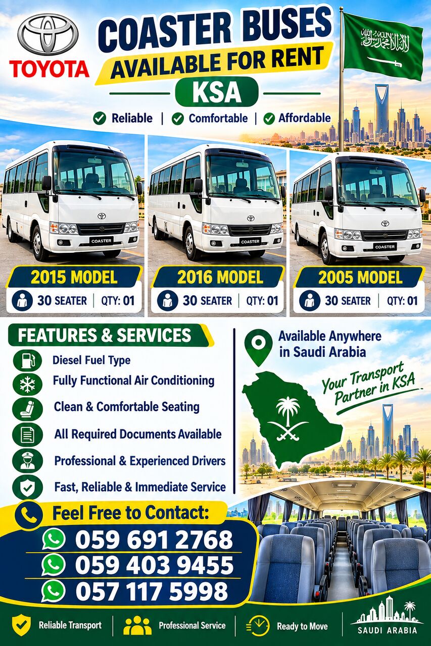 Jubail, Passenger Transport, TOYOTA COASTER BUSES AVAILABLE FOR RENT – KSA 🇸🇦