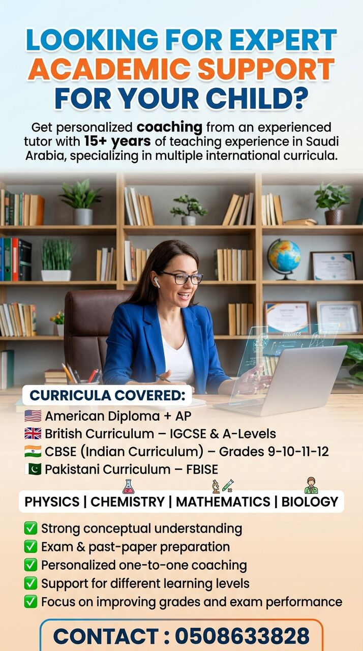 Safwa, Lessons Offered, 15 Years Experience Tutor For Chemistry Physics Biology And Maths