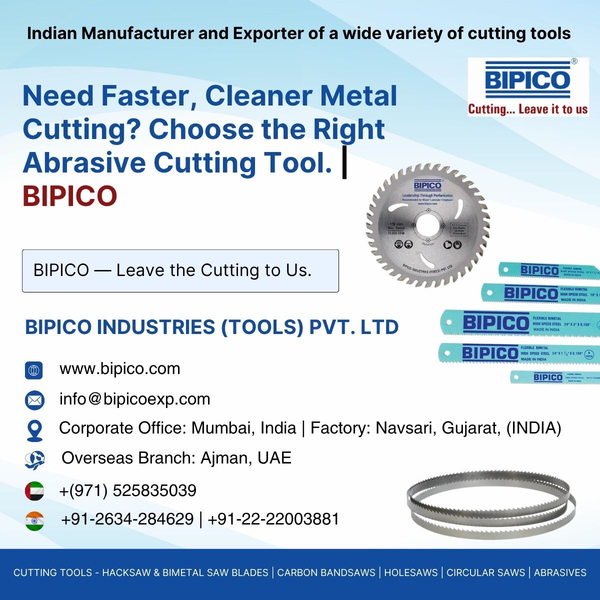 Mumbai, Tools, Need Faster, Cleaner Metal Cutting? Choose The Right Abrasive Cutting Tool. | BIPICO