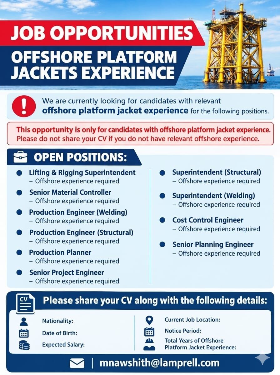 Dammam, Jobs, Offshore / Shipyard Job Requirement