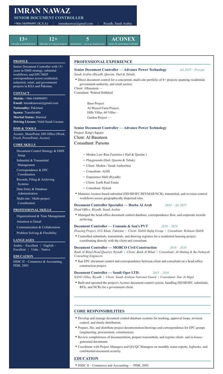Riyadh, Job Seekers, Senior Document Controller Available &ndash; Riyadh