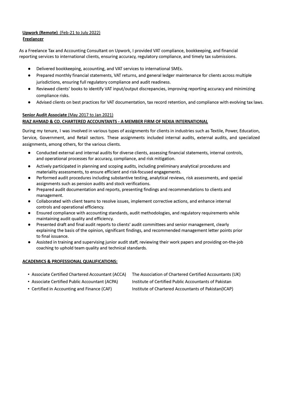 Riyadh, Job Seekers, Senior Accounts And Finance Professional - ACCA/CPA