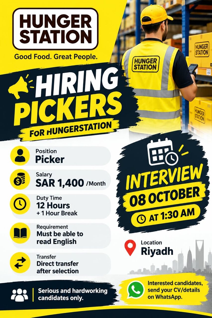 Riyadh, Jobs, HIRING PICKERS &ndash; HUNGERSTATION -- RIYADH