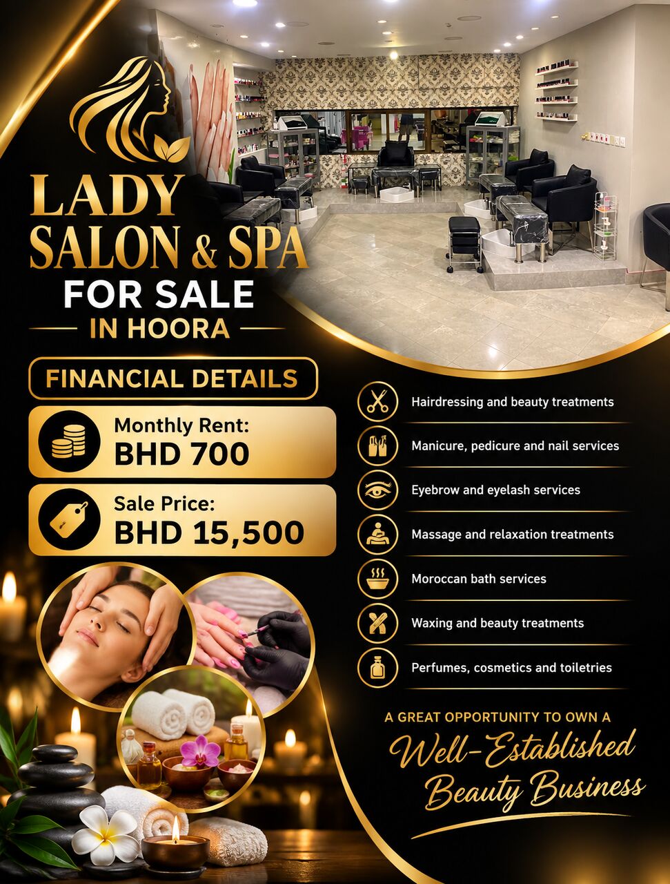 Hoora, Shops, BHD 15500,  LADY SALON & SPA FOR SALE IN HOORA | FULLY FITTED | ACTIVE CR