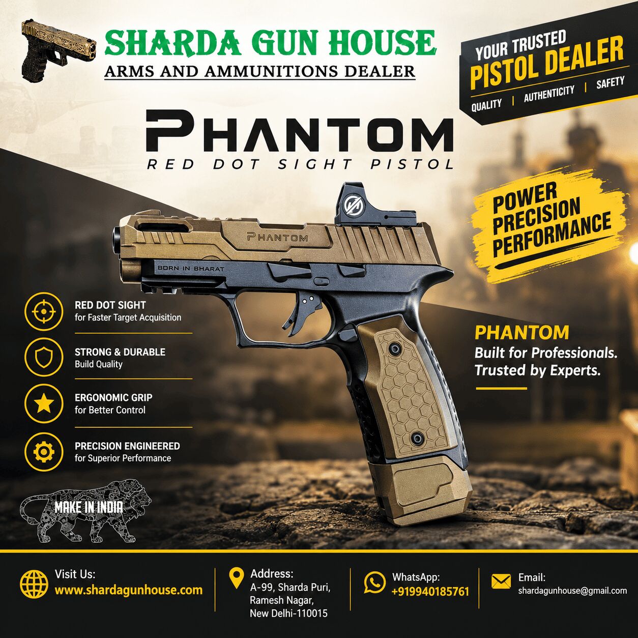 Laxmi Nagar, Sporting Goods, Sharda Gun House: Certified Pistol Dealer  &ndash; PHANTOM Series