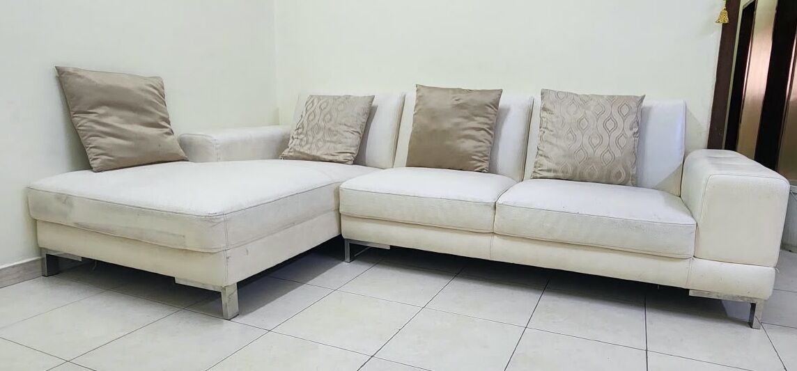Khobar, Furniture, SAR 1200,  White L-shaped Sectional Sofa