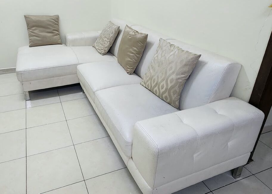 Khobar, Furniture, SAR 1200,  White L-shaped Sectional Sofa