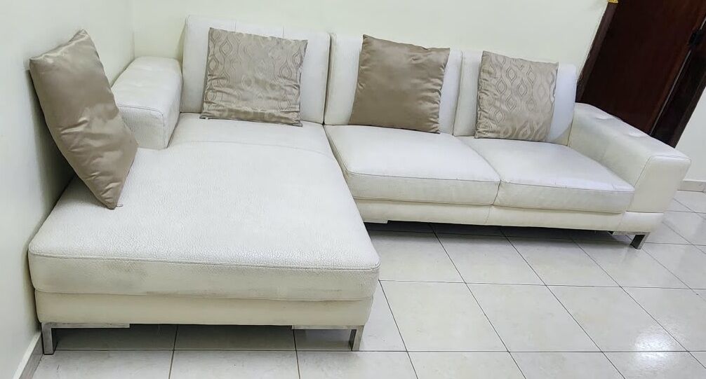 Khobar, Furniture, SAR 1200,  White L-shaped Sectional Sofa