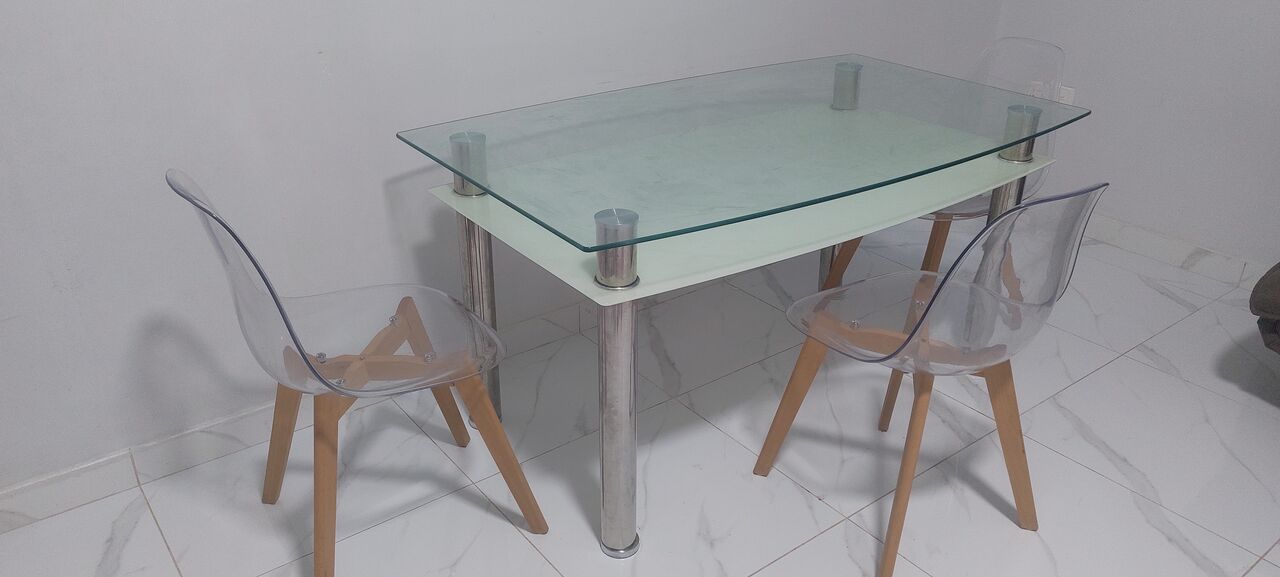Khobar, Furniture, SAR 250,  Glass Dining Table With 3 Chairs