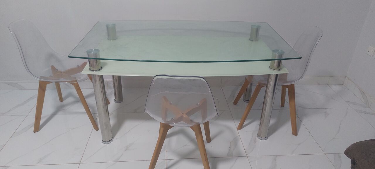 Khobar, Furniture, SAR 250,  Glass Dining Table With 3 Chairs