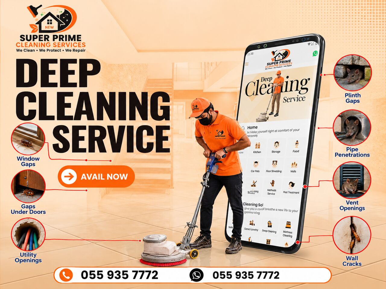 Jalmudah, Cleaning, Villa • Flat Cleaning 🟧Floors • Windows • Rooms Jubail🟧Complete Cleaning 050 594 2604::.