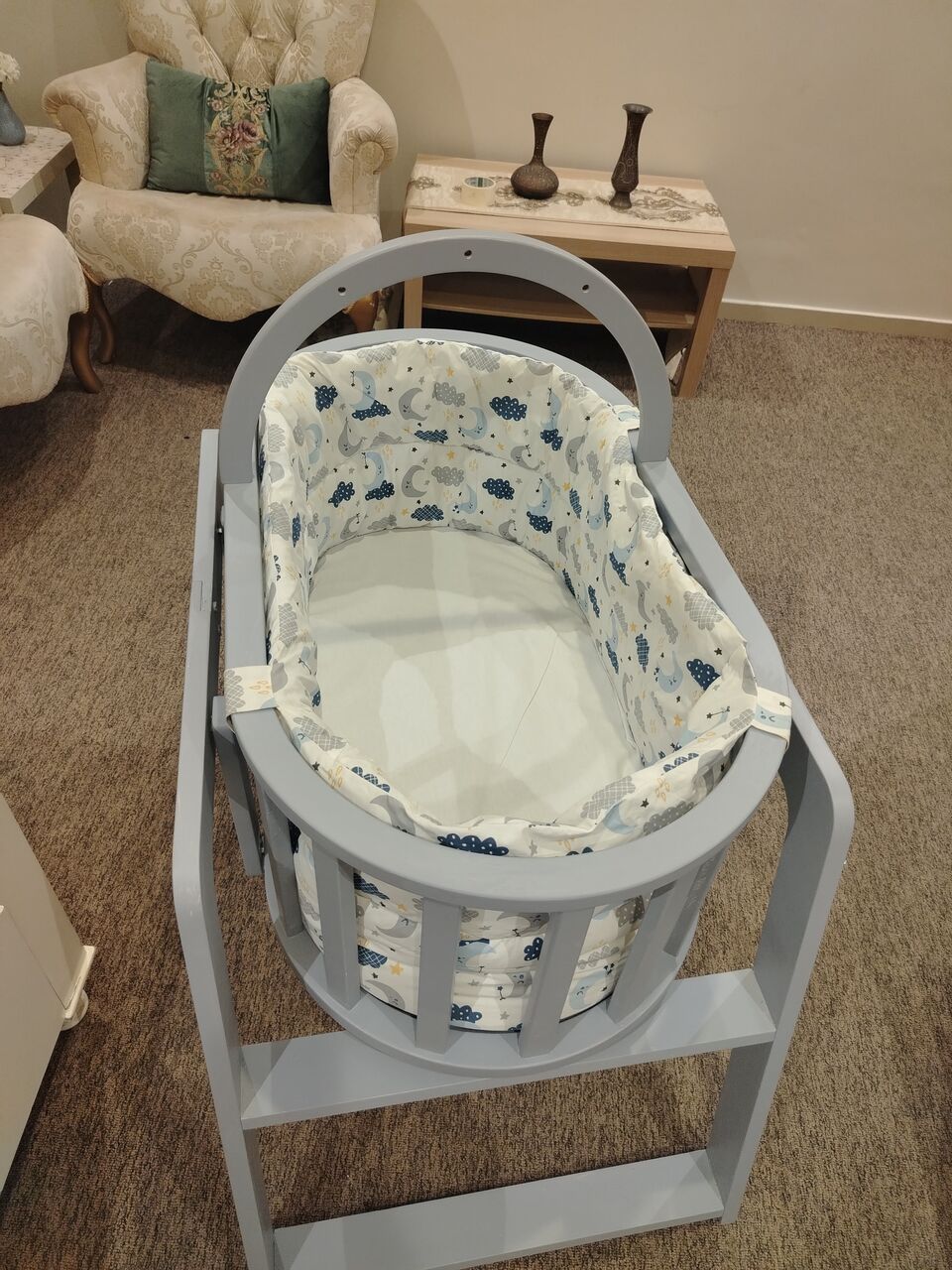 Khobar, Baby & Kid Stuff, SAR 175,  A Beautifully Designed Wooden Rocking Cradle مهد هزاز خشبي