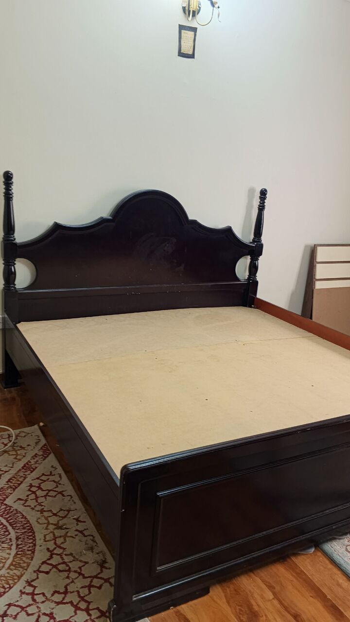 Hoora, Furniture, BHD 55,  Wooden King Size Bed Frame With Mattress &ndash; 200x210, Very Strong And Good Condition