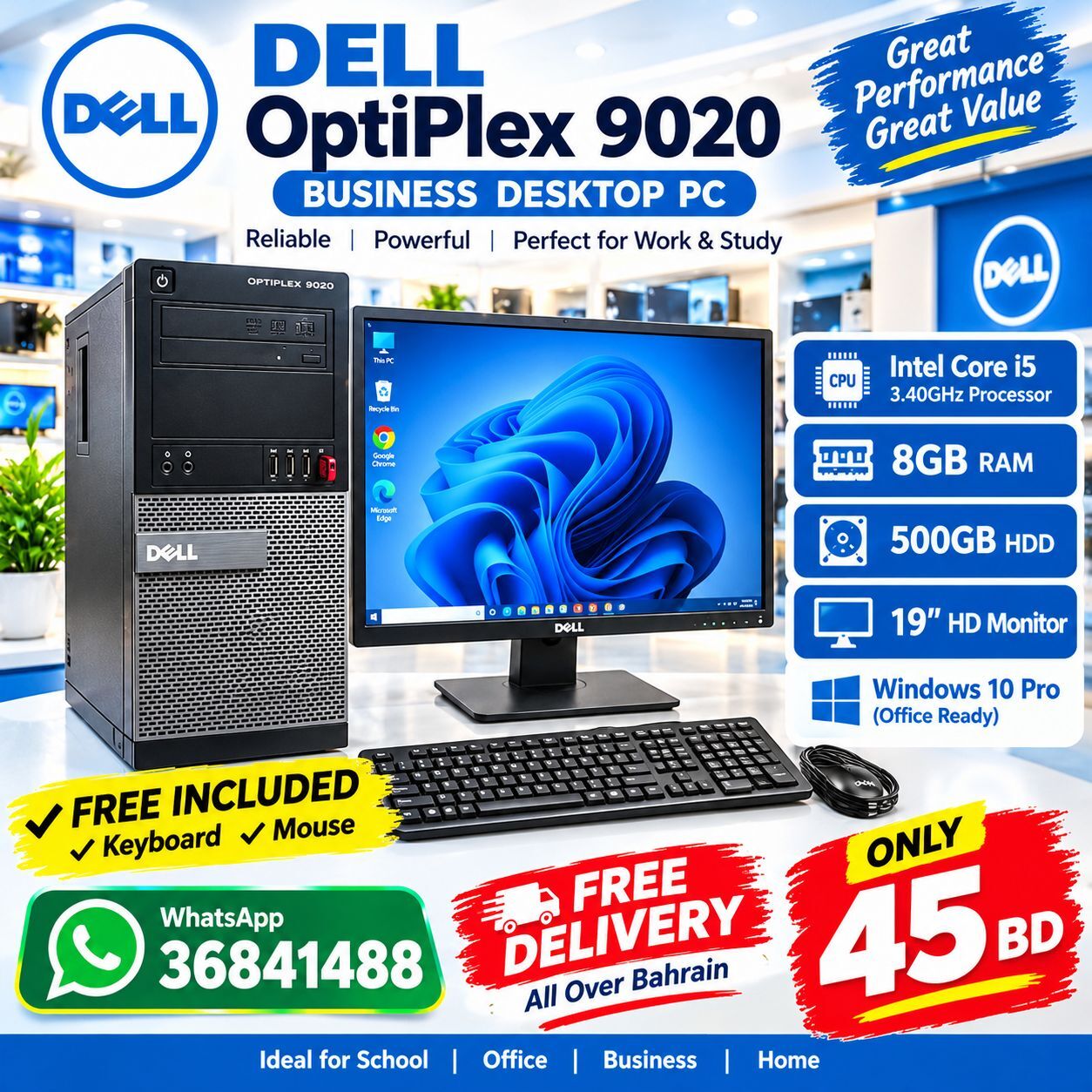 Diplomatic Area, Computers, BHD 45,  Dell CORE I5 Computer SET 8GB RAM 500GB HDD 19" Monitor Call/36841488