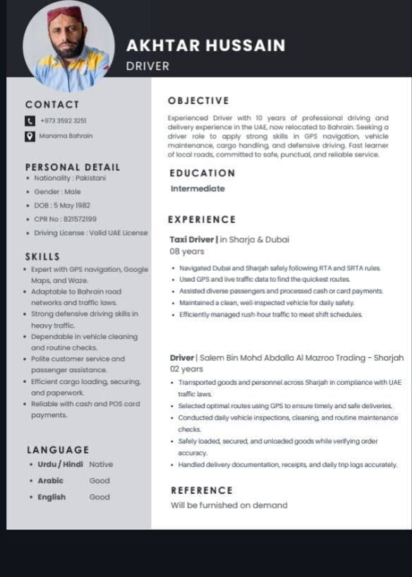 Manama, Job Seekers, Driver
