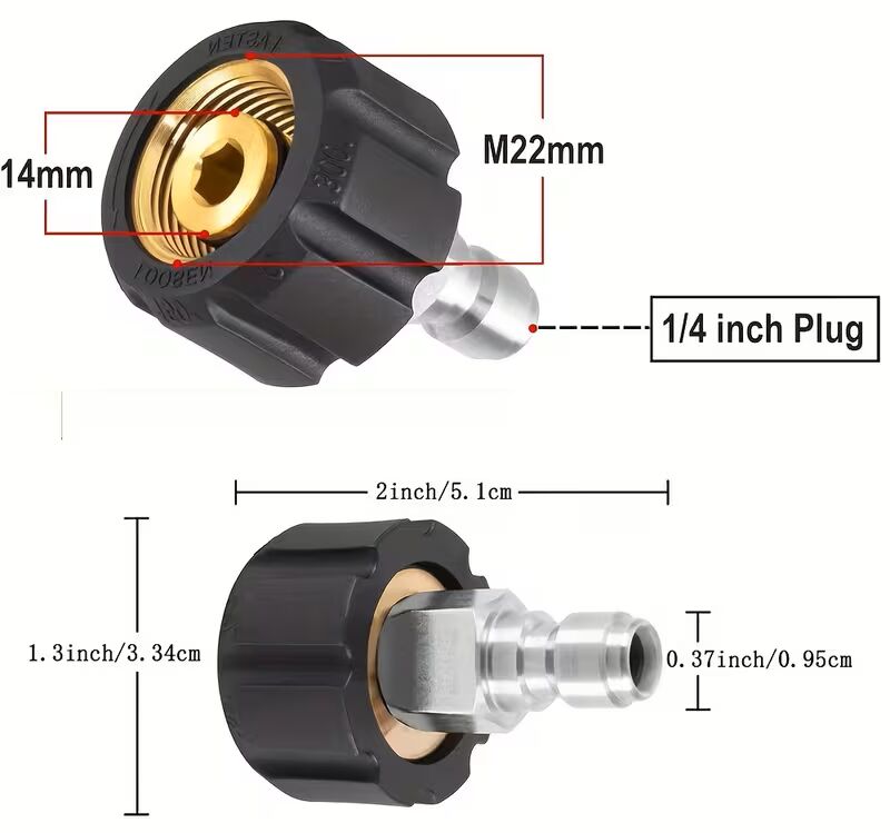 Manama, Electrical & Plumbing, BHD 2,  Pressure Washer Quick Connect Adapter M22 Ferrule To 14 And 38 Brass Twist Coupler