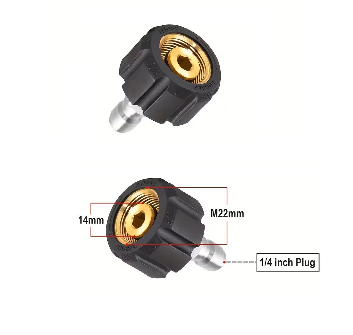 Manama, Electrical & Plumbing, BHD 2,  Pressure Washer Quick Connect Adapter M22 Ferrule To 14 And 38 Brass Twist Coupler