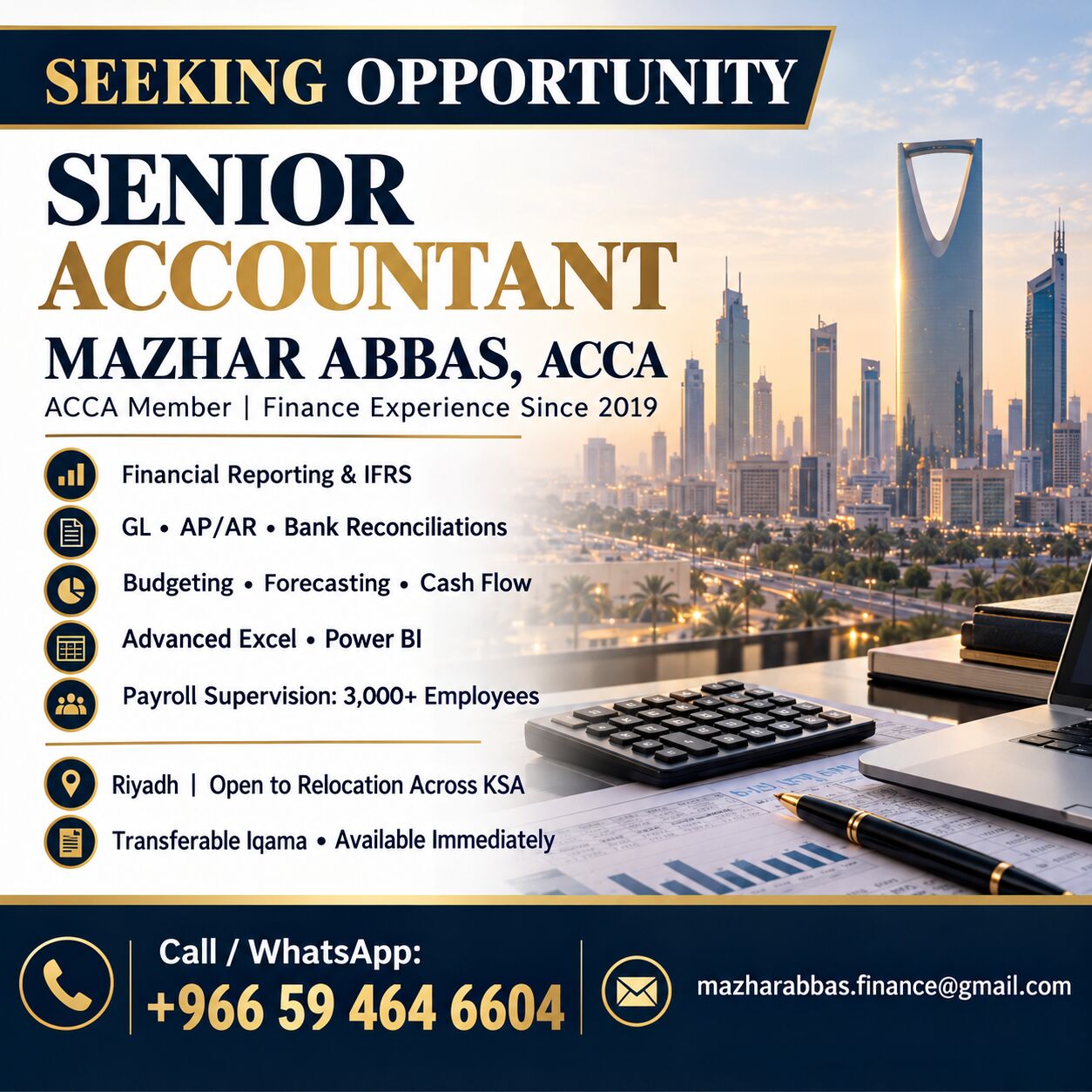 Bisha, Job Seekers, Senior Accountant Seeking Opportunity | ACCA Member | Available Immediately