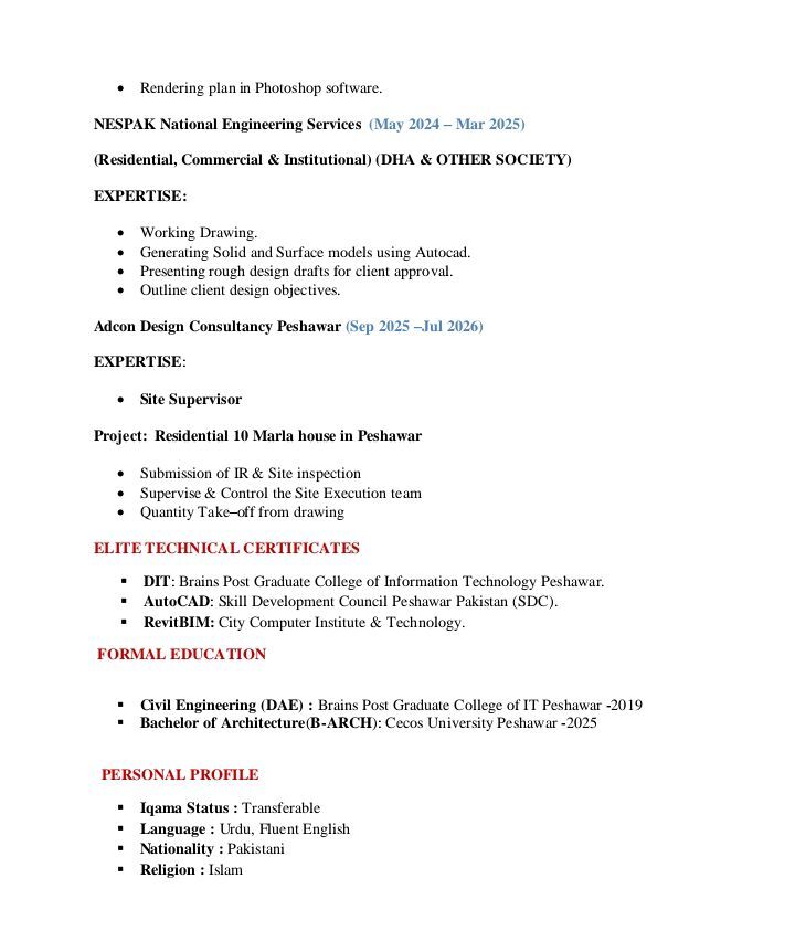 Riyadh, Job Seekers, Licensed Architect | With 3 Years Experience Looking For Job