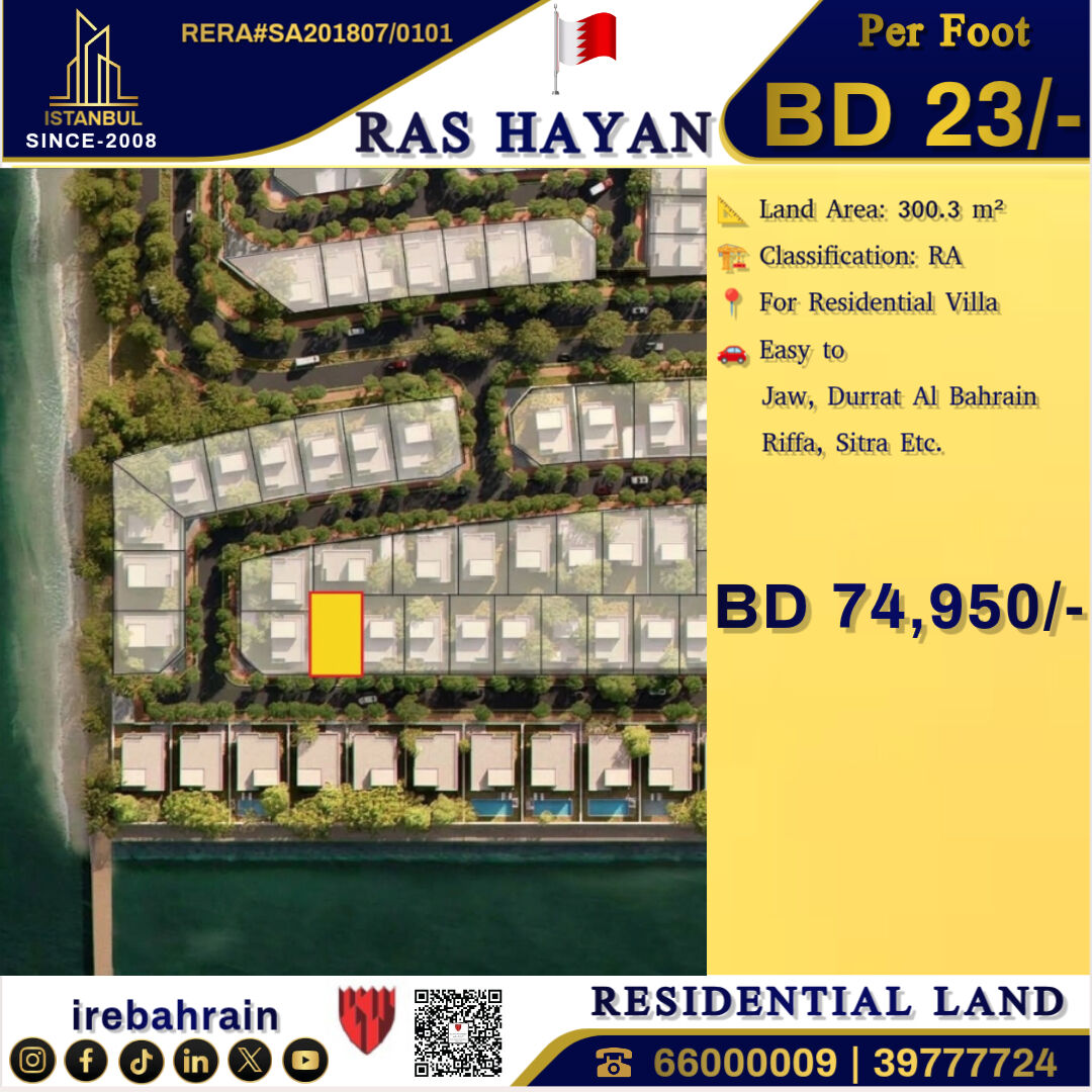 Asker, Residential Plots, BHD 23,  Residential RA Land For Sale In Ras Hayan