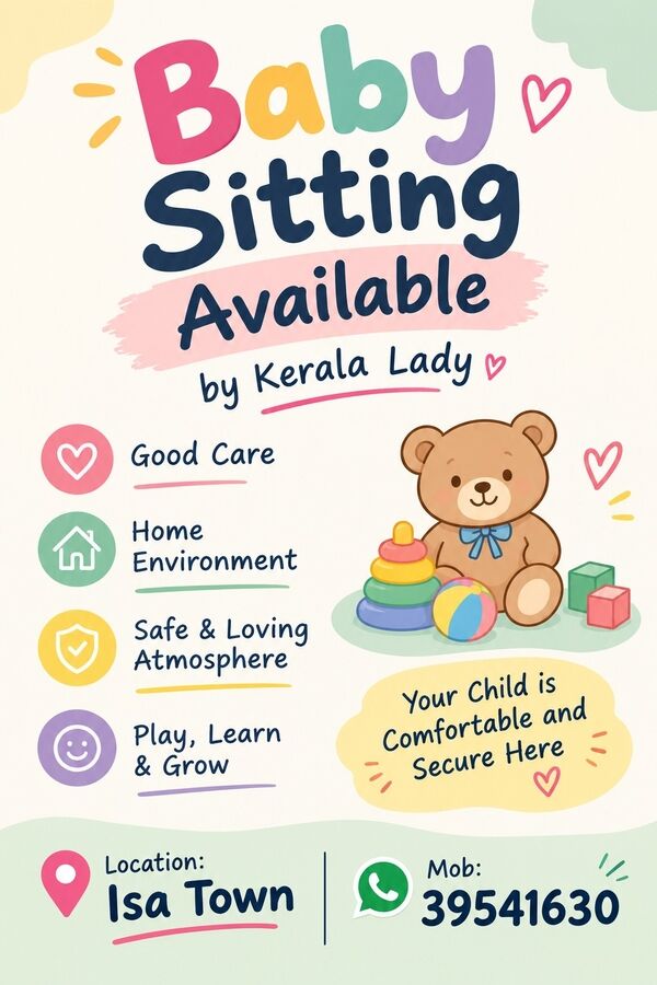 Isa Town, Childcare Job Seekers, Baby Sitting Available