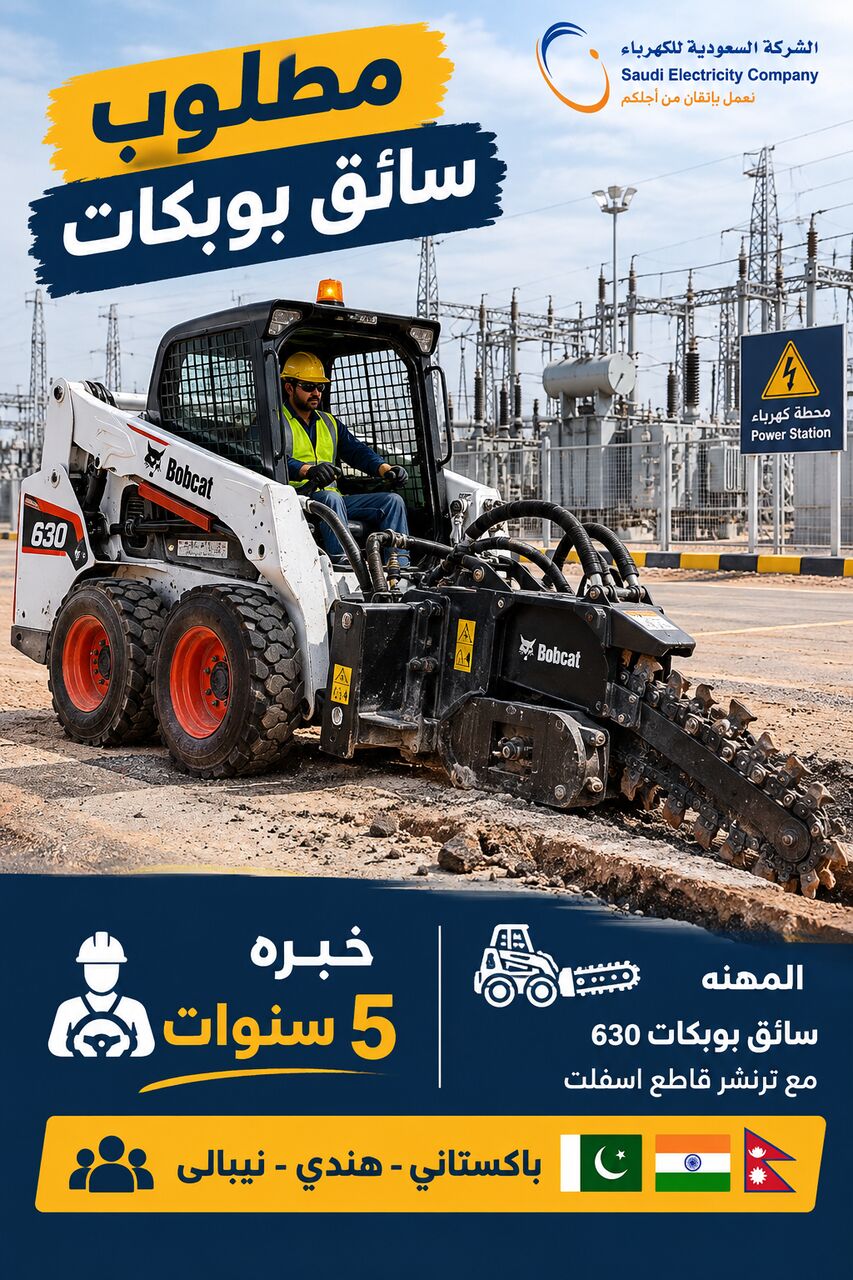 Dammam, Jobs, Bobcat Trencher Drivers Required - Saudi Electricity Projects