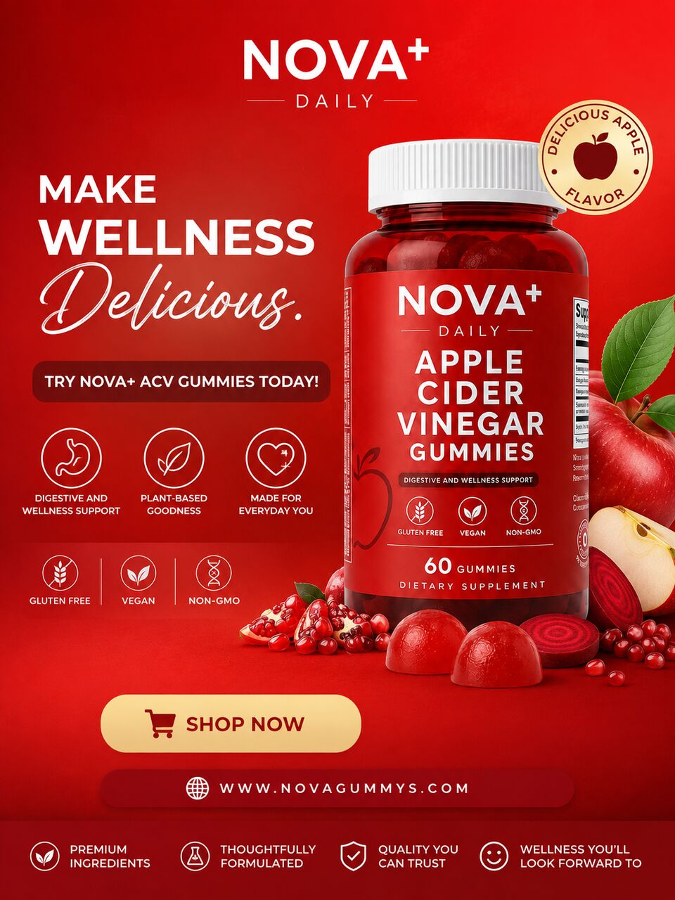 Mumbai, Health & Beauty Items, INR 599,  Buy Novaplus Apple Cider Vinegar Gummies With Vitamin B12
