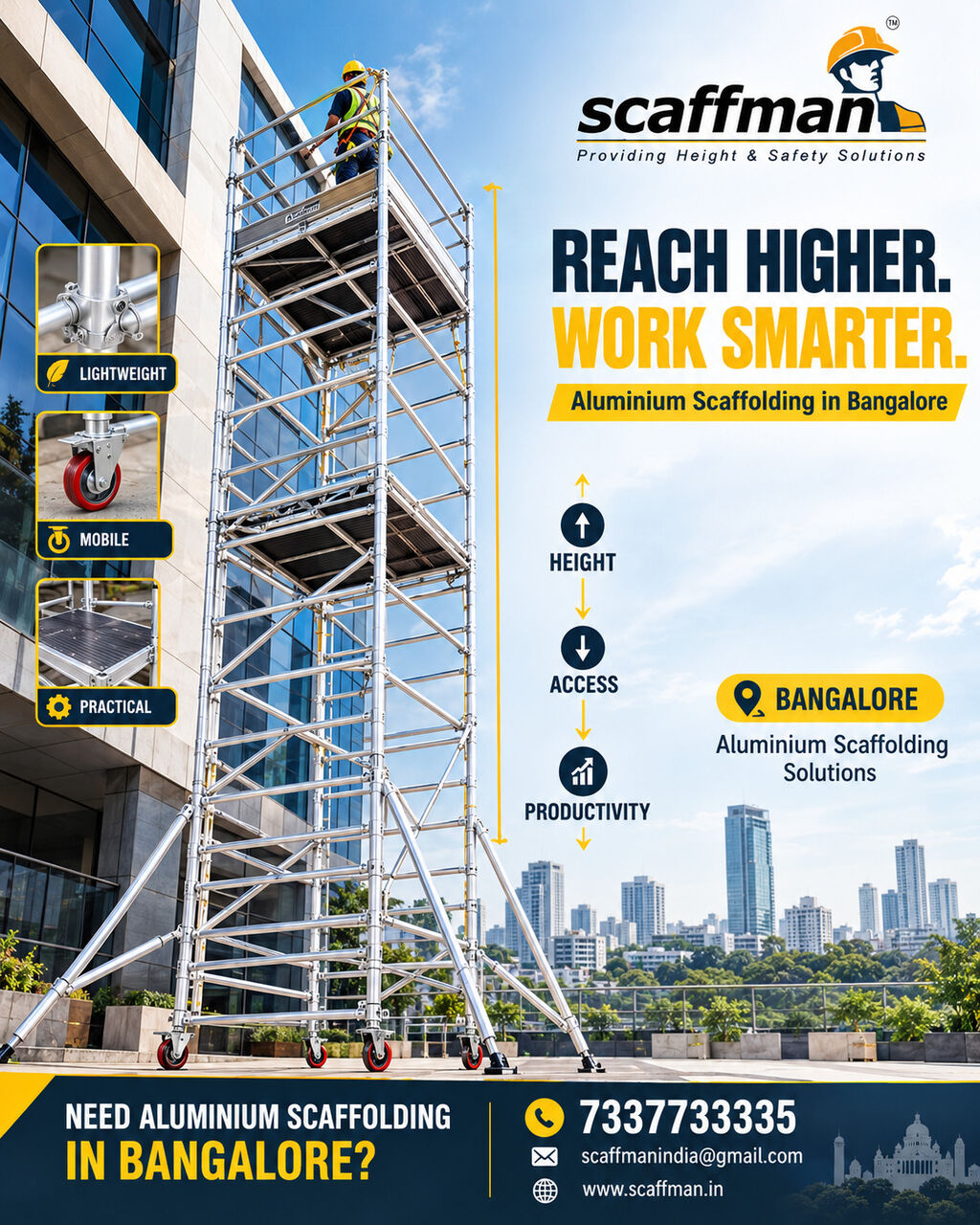 Bangalore, Construction, Aluminium Scaffolding In Bangalore For Practical Work Access
