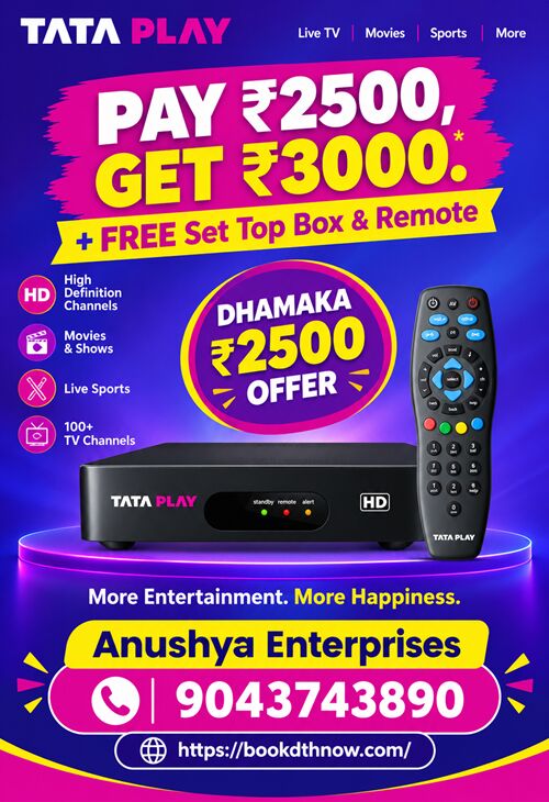 Chennai, Electronics, INR 3600,  Tata Play New HD Connection In Tindivanam | Best DTH Connection Offers | 9043743890