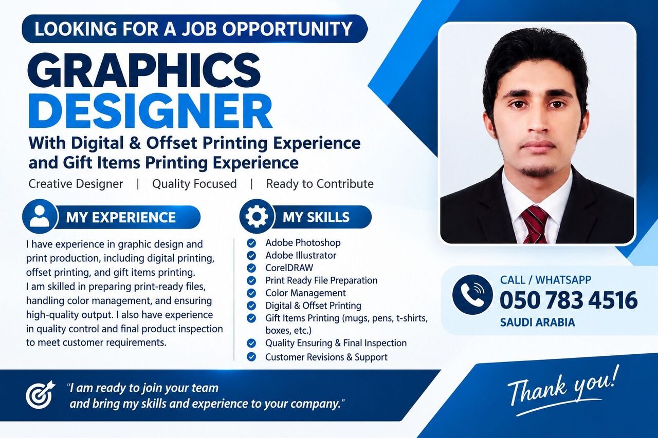 Riyadh, Job Seekers, Graphic Designer & Digital Ads Designer