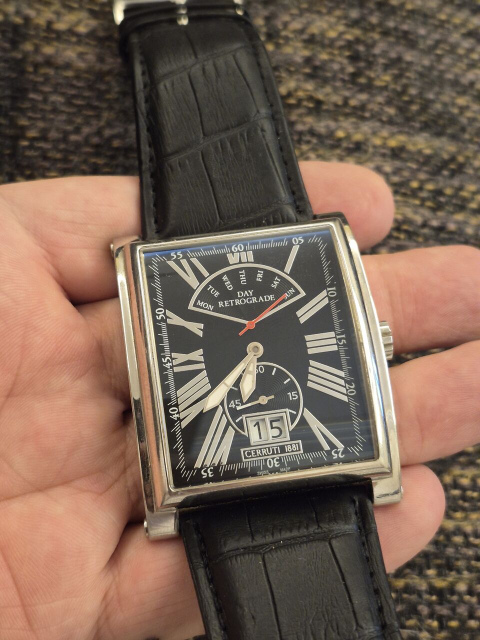 Riyadh, Watches, SAR 1250,  Cerruti Watch Big Dial 44mm For Men Original Swiss Made