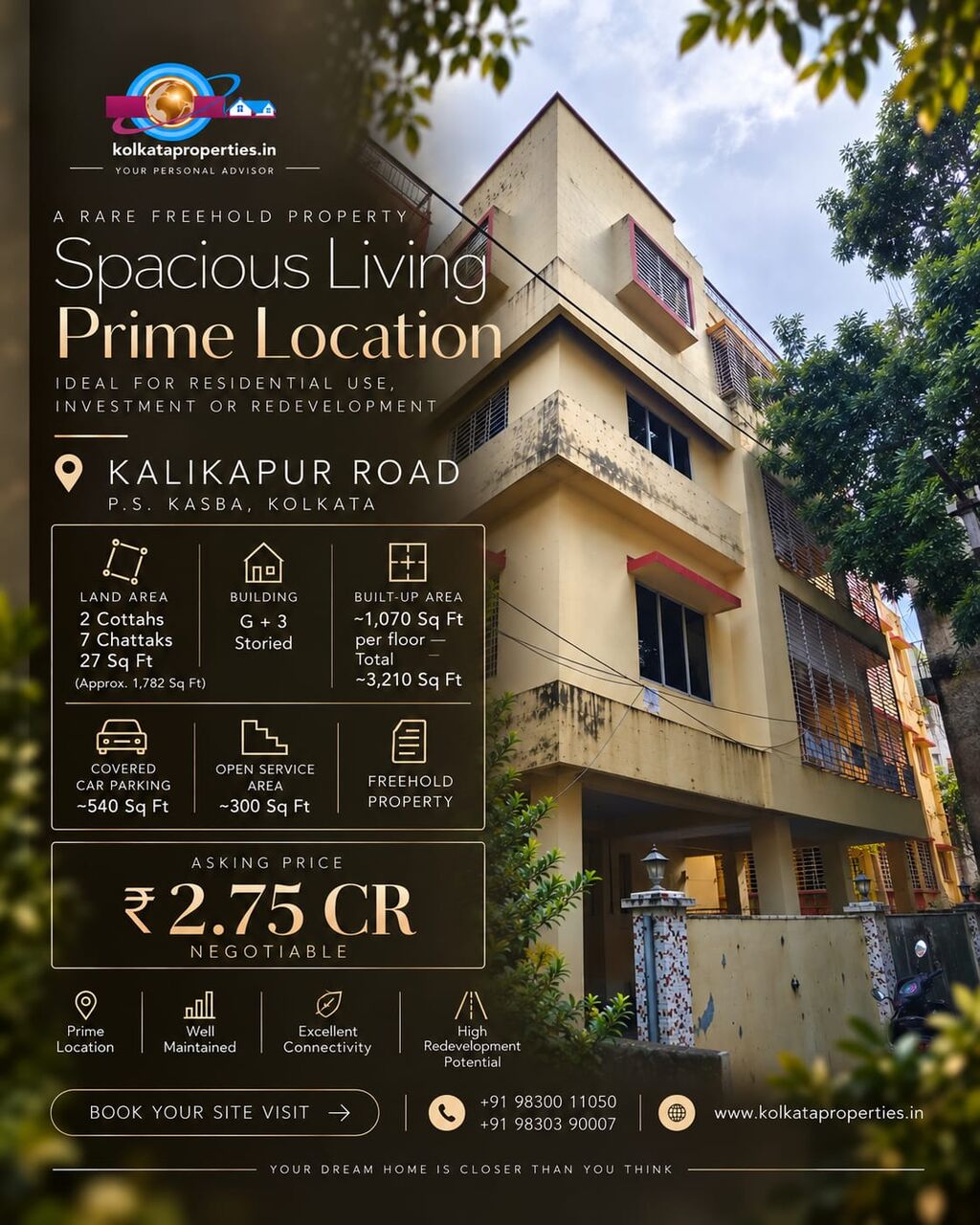 Kolkata, Real Estate For Sale, INR 27500000,  6 BR,  1782 Sq. Feet,  Independant House For Sale