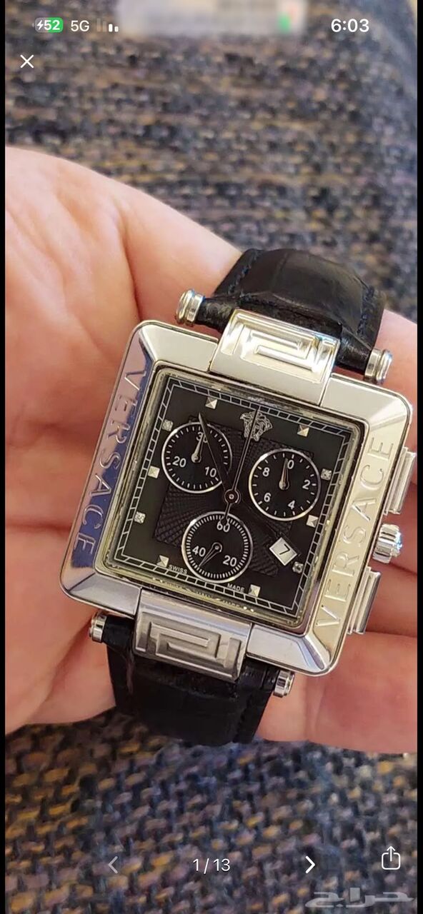 Riyadh, Watches, SAR 1550,  Versace Chronograph Watch Big Dial 42mm  For Men Original Swiss Made 1550