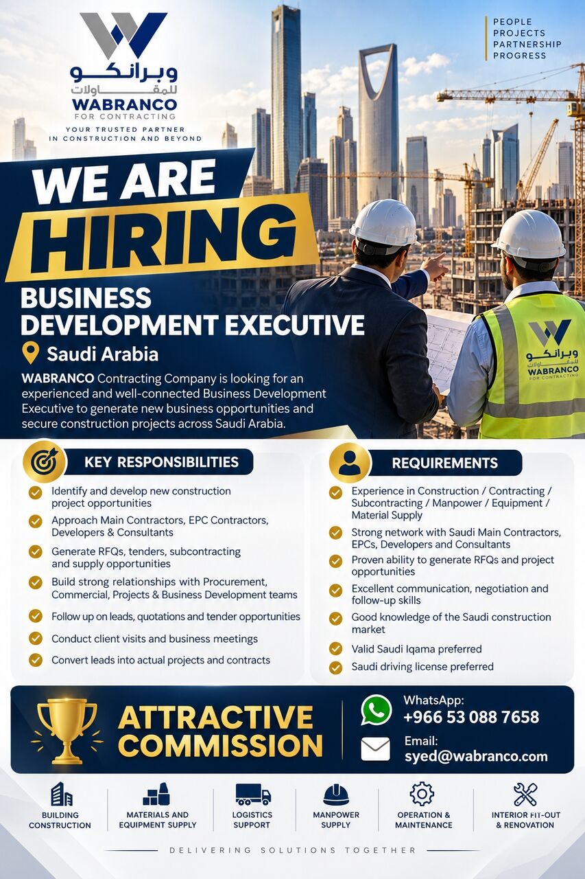 Dammam, Jobs, BUSINESS DEVELOPMENT EXECUTIVE