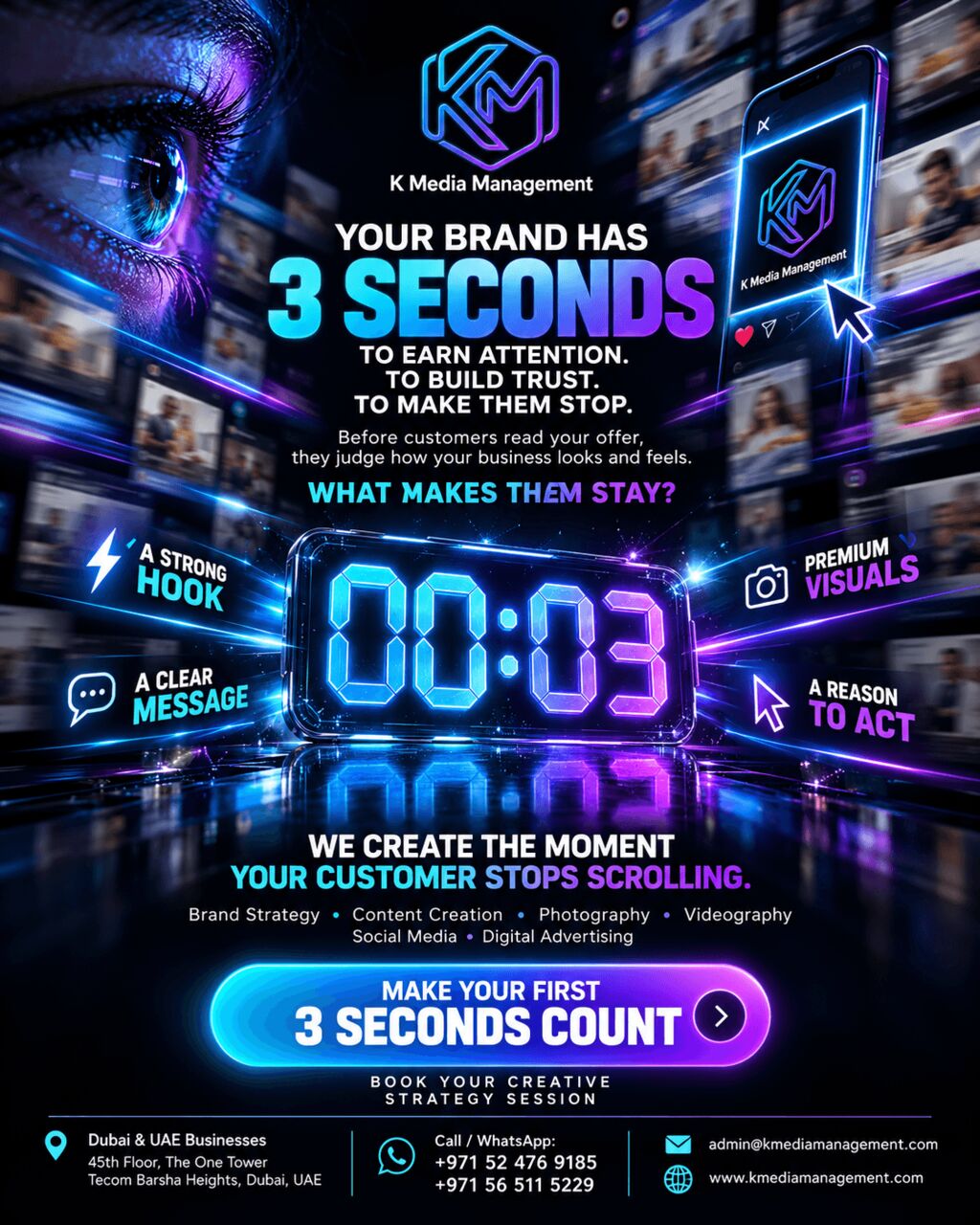 Dubai, Marketing, Your First 3 Seconds Count: Premium Visuals - K Media Dubai