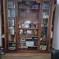 BHD 70,  Vintage Large Dark Wood Display Cabinet With Glass Doors