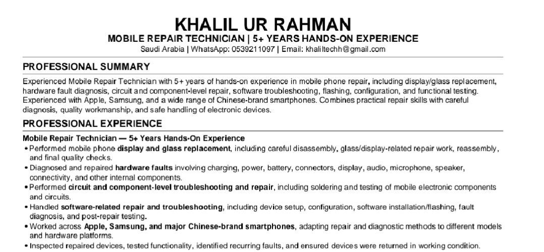 Riyadh, Job Seekers, I Am Looking For Mobile Repair Technician Job