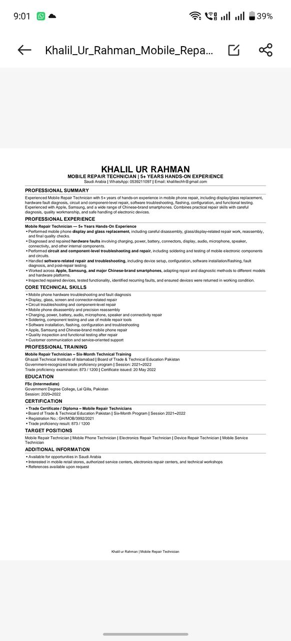 Riyadh, Job Seekers, I Am Looking For Mobile Repair Technician Job
